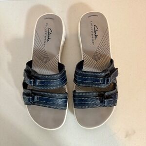 Clarks Cloudsteppers Womens Sandals Slide Adjustable Strap Comfort Blue Size 8